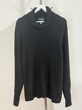 Lauren Ralph Lauren Sweater Women's Size 3X Black Turtleneck Logo Ribbed Preppy